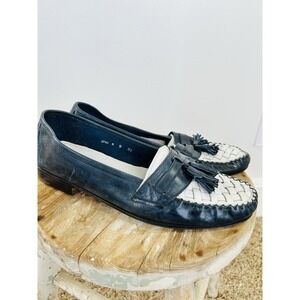 Cole‎ Haan Tassel Loafers US Women's Size US 9 M Navy White Made In Italy